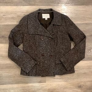 Banana Republic brown wool tweed pea coat size 6